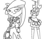 Coloriage Les filles de cartoon Phineas et Ferb