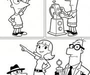 Coloriage Page des personnages Phineas et Ferb