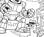 Coloriage Perry contre un g&eacute;ant robot
