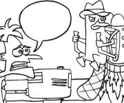 Coloriage Perry dans un fus&eacute;e qui se lance