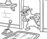 Coloriage Perry entrant le lab du scientifique