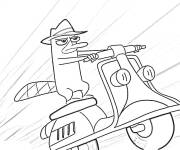 Coloriage Perry sur son Vespa