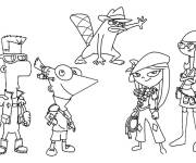Coloriage Personnages principaux de Phineas et Ferb