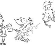 Coloriage Phineas et Ferb amoureux de la seule fille
