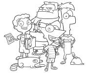 Coloriage Phineas et Ferb avec leurs voisins