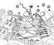 Coloriage Phineas et Ferb avec un g&eacute;ant sapin de noel