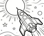 Coloriage Phineas et Ferb conduisent leur vaisseau spatial