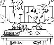 Coloriage Phineas et Ferb dans leur laboratoire
