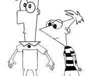 Coloriage Phineas et Ferb deux fr&egrave;res hilarants