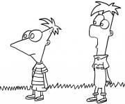 Coloriage Phineas et Ferb en plein air