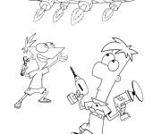 Coloriage Phineas et Ferb et le vaisseau spatiale