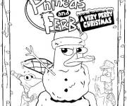 Coloriage Phineas et Ferb f&ecirc;tent le noel