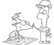 Coloriage Phineas et Ferb on trouv&eacute; un plan