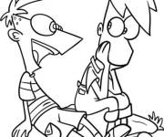 Coloriage Phineas et Ferv se parlent