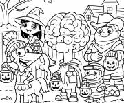 Coloriage Phineas et ses amis pendant la f&ecirc;te Halloween