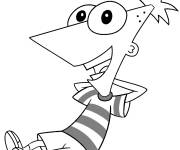 Coloriage et dessins gratuit Phineas Flynn allong&eacute; à imprimer