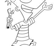 Coloriage Phineas Flynn avec la cl&eacute; &agrave; molette 