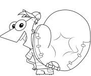 Coloriage Phineas Flynn avec un gant de baseball