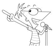 Coloriage Phineas Flynn chante
