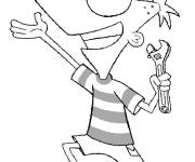 Coloriage Phineas Flynn en action