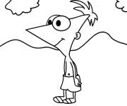 Coloriage Phineas Flynn sur la plage