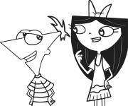 Coloriage Phineas se dispute avec sa soeur