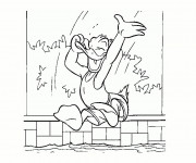 Coloriage Donald fait un saut dans la piscine