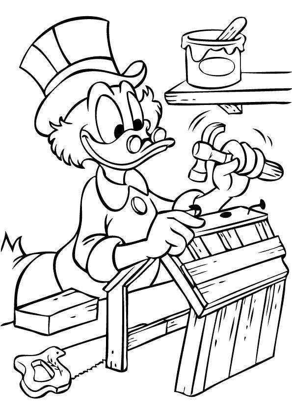 Coloriage et dessins gratuits Oncle Donald constuit une maisonette à imprimer