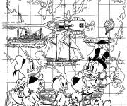 Coloriage Picsou et la carte du monde