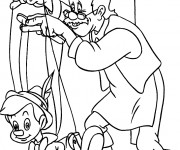 Coloriage Gapetto manipule Pinocchio la marionette
