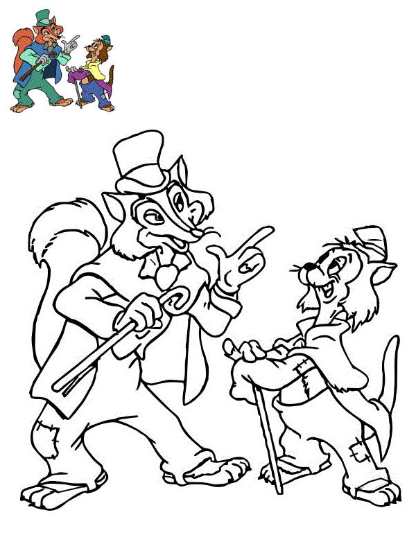Coloriage et dessins gratuits Gédéon et grand coquin Pinocchio à imprimer
