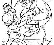 Coloriage Pinocchio danse avec Gapetto