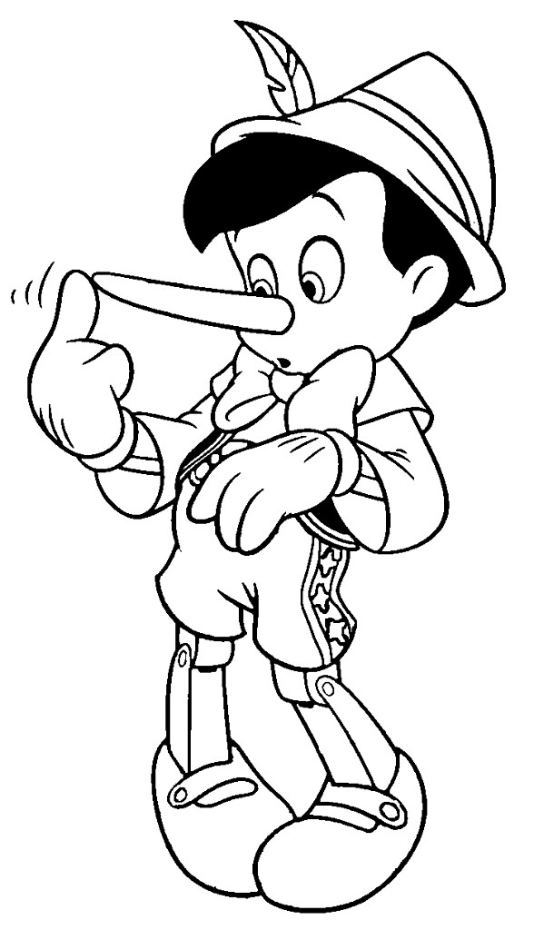 Coloriage Pinocchio entrain de mentir dessin gratuit à imprimer