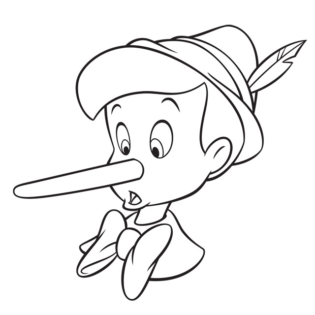 Coloriage et dessins gratuits Pinocchio et son long nez à imprimer