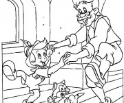 Coloriage et dessins gratuit Pinocchio et son père à imprimer