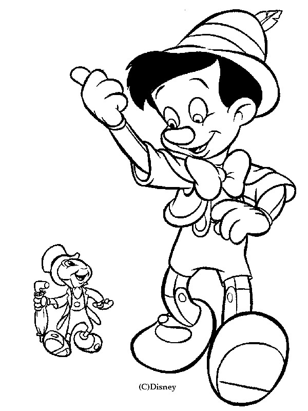 Coloriage et dessins gratuits Pinocchio marche avec Jiminy à imprimer
