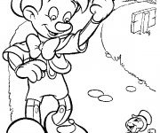 Coloriage Pinocchio marche dans la rue