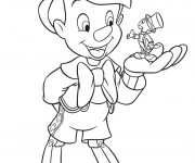 Coloriage Pinocchio parle avec Jiminy