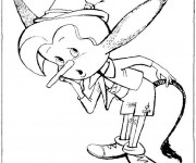 Coloriage Pinocchio touche sa queue