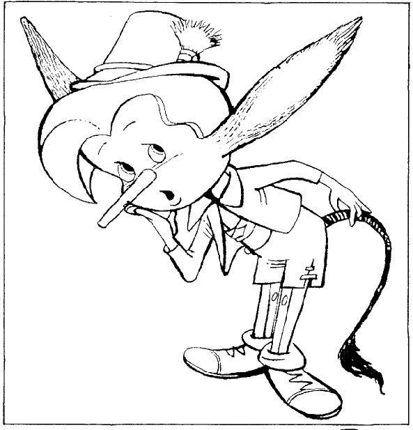 Coloriage et dessins gratuits Pinocchio touche sa queue à imprimer