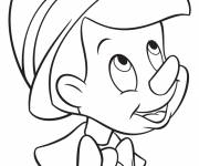 Coloriage et dessins gratuit visage simple Pinocchio à imprimer