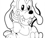 Coloriage B&eacute;b&eacute; Pluto avec le ballon