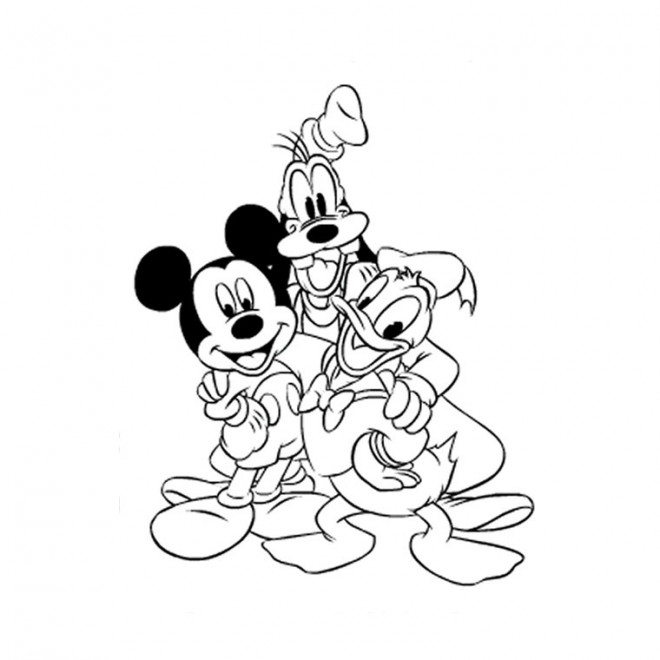 Coloriage et dessins gratuits Dingo, Mickey et Donald à imprimer