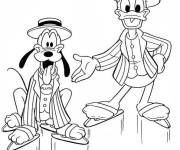 Coloriage Donald pr&eacute;sente Pluto Disney