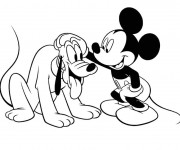 Coloriage et dessins gratuit Mickey et Pluto à imprimer