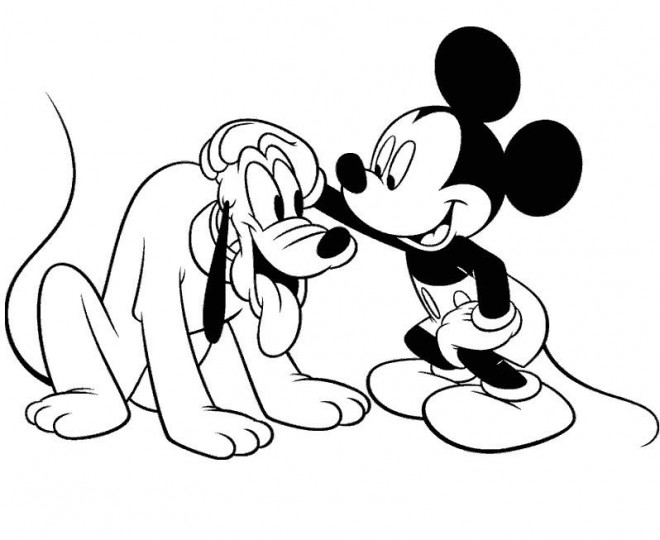 Coloriage et dessins gratuits Mickey et Pluto à imprimer