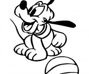 Coloriage Pluto b&eacute;b&eacute; joue au ballon