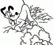 Coloriage Pluto cherche les œufs de Pâques