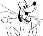 Coloriage Pluto dans les prairies