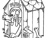 Coloriage Pluto dans sa niche